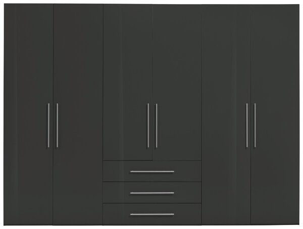 SKRIŇA S OTOČNÝMI DVERAMI, antracitová, antracitová s vysokým leskom, 292,8/218,6/59,6 cm Xora - Skrine