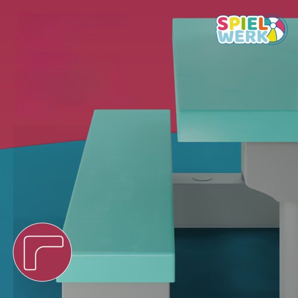 Detská sedacia zostava so slnečníkom JASMIN, 67x78,5x42,5cm, šedá/mätová Spielwerk