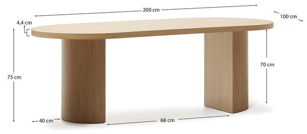 Jedálenský stôl v dekore duba 100x200 cm Nealy – Kave Home