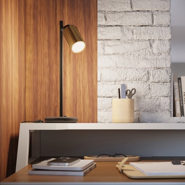 Sollux SL.1389 - Stolná lampa WINX 1xGU10/10W/230V čierna/zlatá