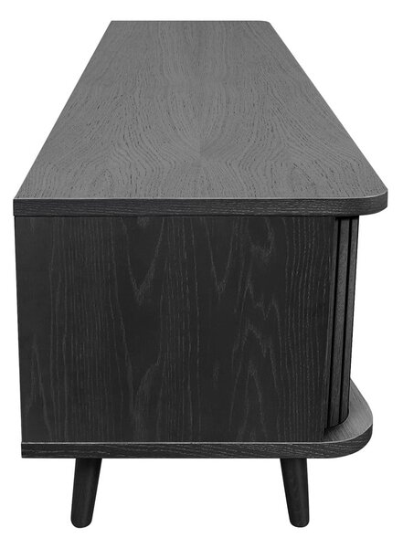 Čierny TV stolík v dekore duba 178x50x40 cm Rove – Woodman