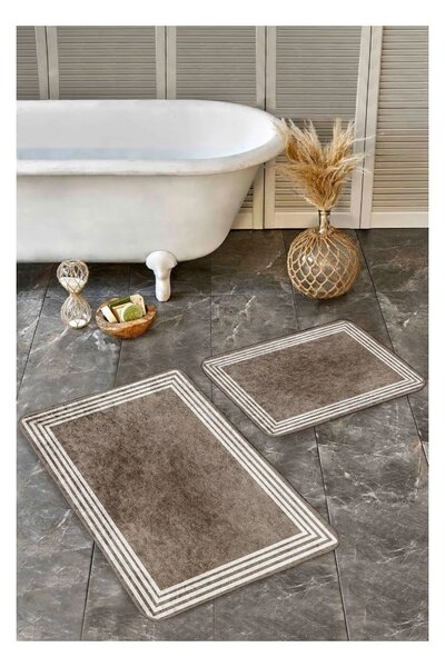 Taupe zamatové kúpeľňové predložky v súprave 2 ks 60x100 cm – Mila Home