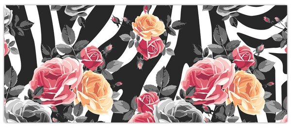 Obraz rozkvitnutých ruží (120x50 cm)