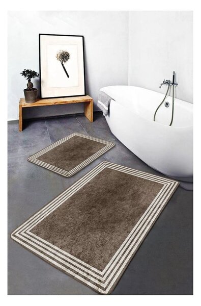 Taupe zamatové kúpeľňové predložky v súprave 2 ks 60x100 cm – Mila Home
