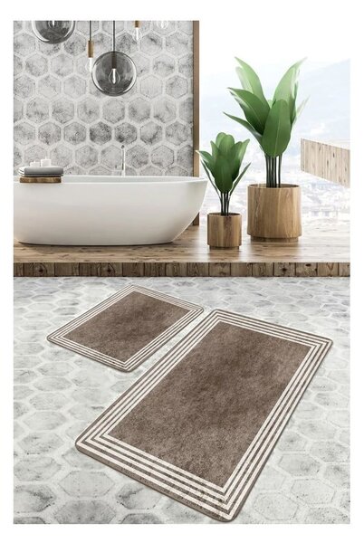 Taupe zamatové kúpeľňové predložky v súprave 2 ks 60x100 cm – Mila Home