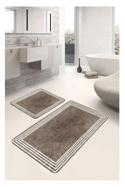 Taupe zamatové kúpeľňové predložky v súprave 2 ks 60x100 cm – Mila Home