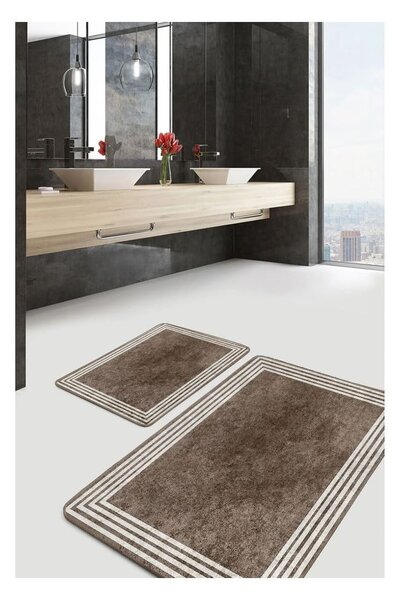 Taupe zamatové kúpeľňové predložky v súprave 2 ks 60x100 cm – Mila Home