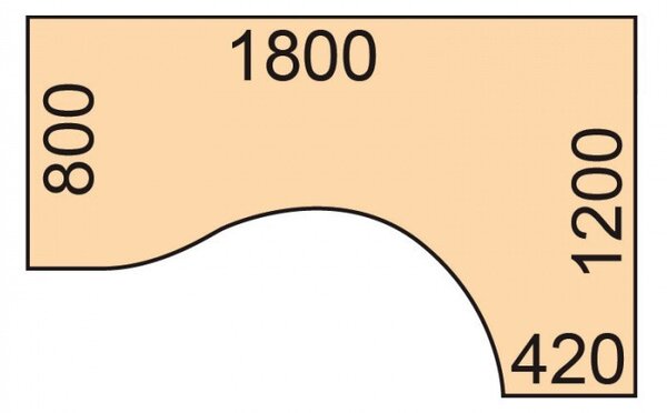 Ergonomický kancelársky písací stôl PRIMO WHITE, 180x120 cm, pravý, biela/buk