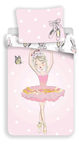 Ružové bavlnené detské obliečky na jednolôžko 140x200 cm Ballerina – Jerry Fabrics