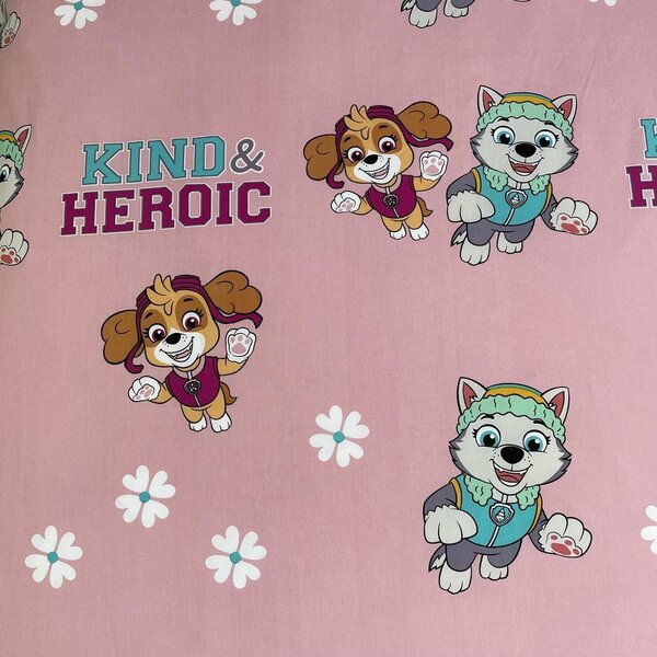 Ružové bavlnené detské obliečky na jednolôžko 140x200 cm Paw Patrol "Heroic" – Jerry Fabrics