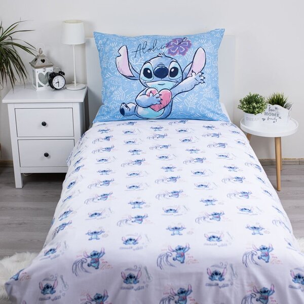 Modré bavlnené detské obliečky na jednolôžko 140x200 cm Lilo and Stitch "Wave" - Jerry Fabrics