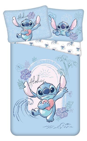 Modré bavlnené detské obliečky na jednolôžko 140x200 cm Lilo and Stitch "Wave" - Jerry Fabrics