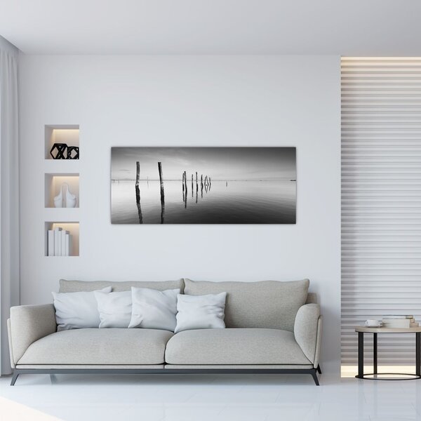 Obraz čiernobielej vodnej hladiny (120x50 cm)