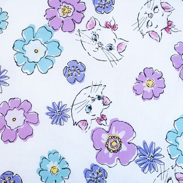 Biele bavlnené detské obliečky na jednolôžko 140x200 cm Marie Cat "Floral" – Jerry Fabrics