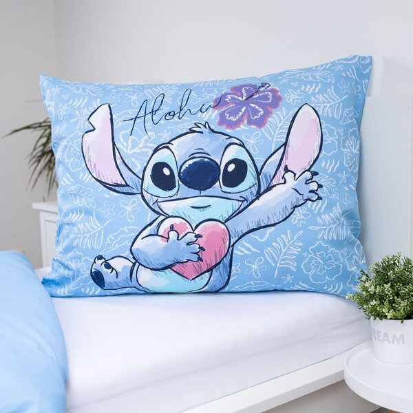 Modré bavlnené detské obliečky na jednolôžko 140x200 cm Lilo and Stitch "Wave" - Jerry Fabrics