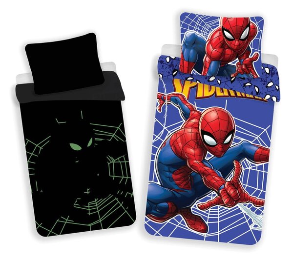 Červeno-modré bavlnené detské obliečky so svietiacim efektom na jednolôžko 140x200 cm Spider-man – Jerry Fabrics