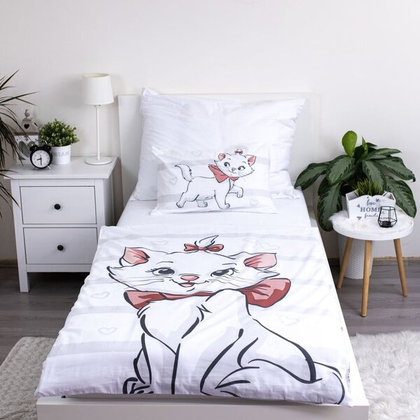 Biele bavlnené detské obliečky do postieľky 100x135 cm Marie Cat "Bow" – Jerry Fabrics