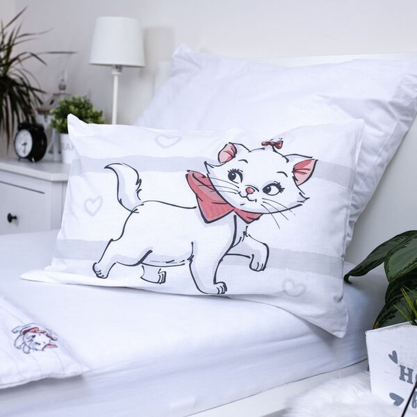 Biele bavlnené detské obliečky do postieľky 100x135 cm Marie Cat "Bow" – Jerry Fabrics