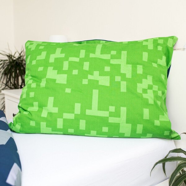 Zeleno-modré bavlnené detské obliečky na jednolôžko 140x200 cm Minecraft "Sssleep Tight" – Jerry Fabrics