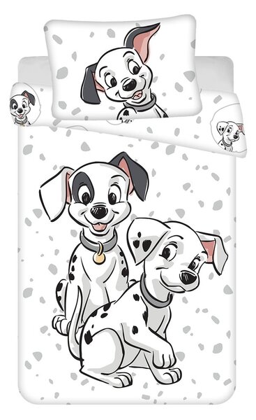 Biele bavlnené detské obliečky do postieľky 100x135 cm 101 Dalmatians – Jerry Fabrics