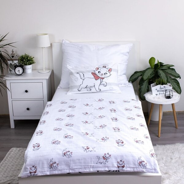 Biele bavlnené detské obliečky do postieľky 100x135 cm Marie Cat "Bow" – Jerry Fabrics
