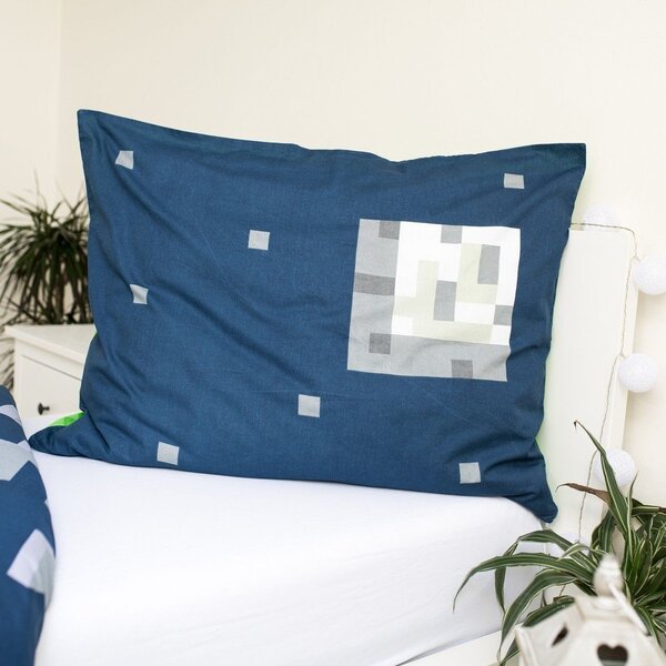 Zeleno-modré bavlnené detské obliečky na jednolôžko 140x200 cm Minecraft "Sssleep Tight" – Jerry Fabrics