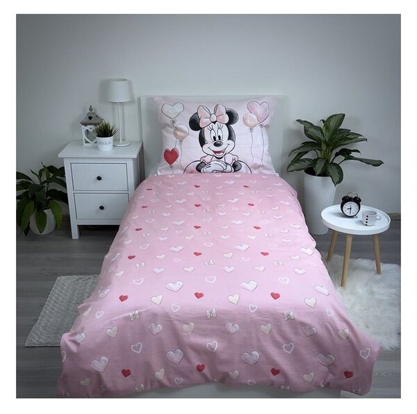 Ružové bavlnené detské obliečky na jednolôžko 140x200 cm Minnie "Balloon" – Jerry Fabrics