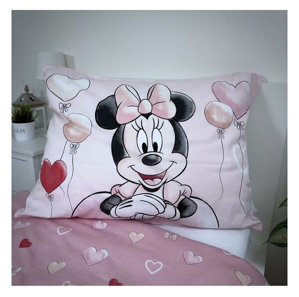 Ružové bavlnené detské obliečky na jednolôžko 140x200 cm Minnie "Balloon" – Jerry Fabrics