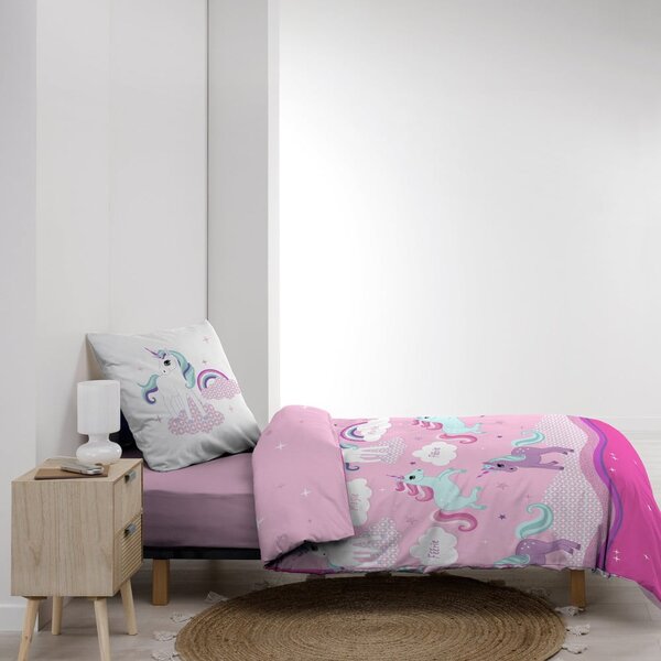 Ružové bavlnené detské obliečky na jednolôžko 140x200 cm Licorne – douceur d'intérieur