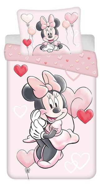 Ružové bavlnené detské obliečky na jednolôžko 140x200 cm Minnie "Balloon" – Jerry Fabrics
