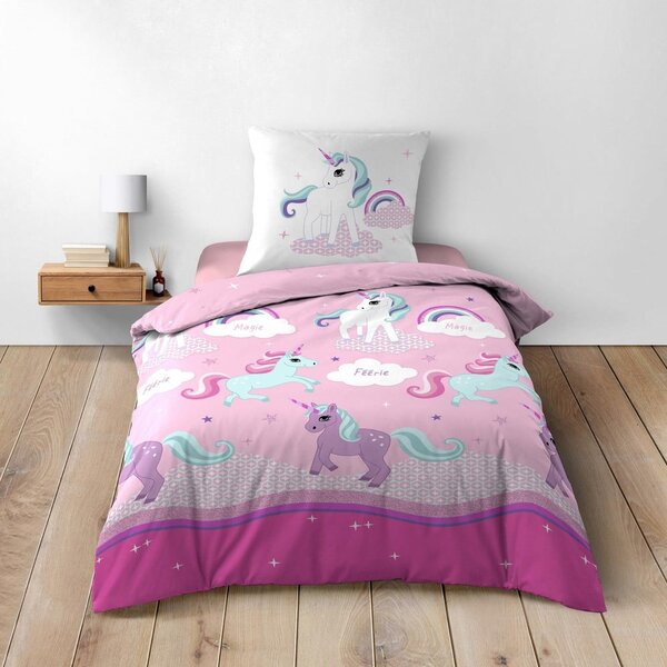 Ružové bavlnené detské obliečky na jednolôžko 140x200 cm Licorne – douceur d'intérieur