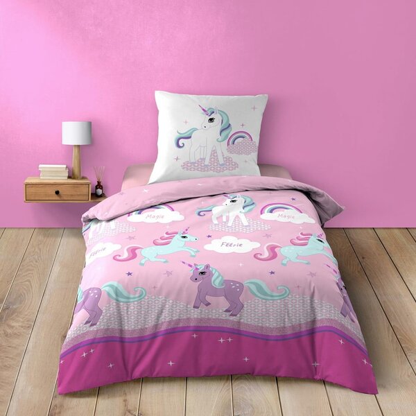 Ružové bavlnené detské obliečky na jednolôžko 140x200 cm Licorne – douceur d'intérieur