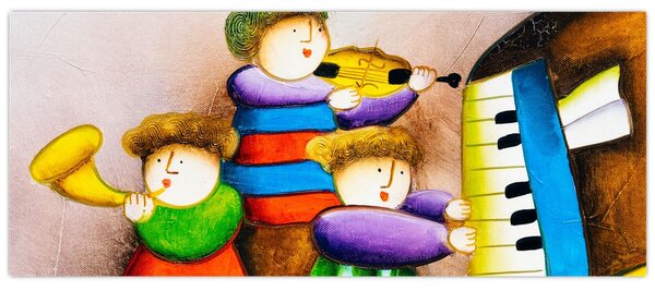 Obraz - Hudobníci, maľba (120x50 cm)