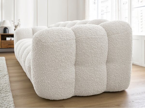 Biela pohovka z textílie buklé 232 cm Hippolyte – Bobochic Paris