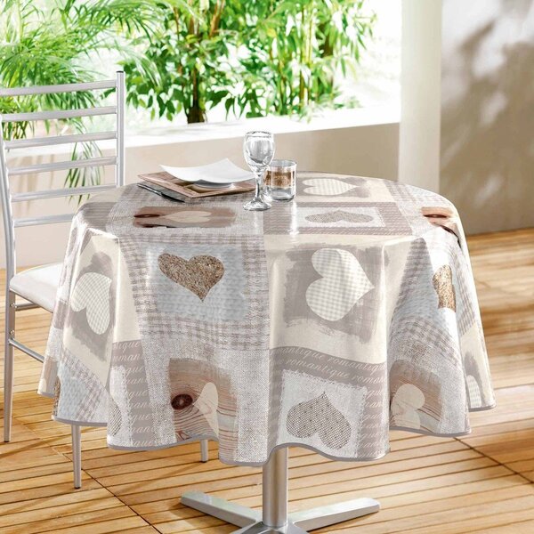 Umývateľný obrus z PVC ø 160 cm Cosy Coeur – douceur d'intérieur