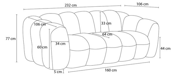 Béžová pohovka z textílie buklé 232 cm Hippolyte – Bobochic Paris