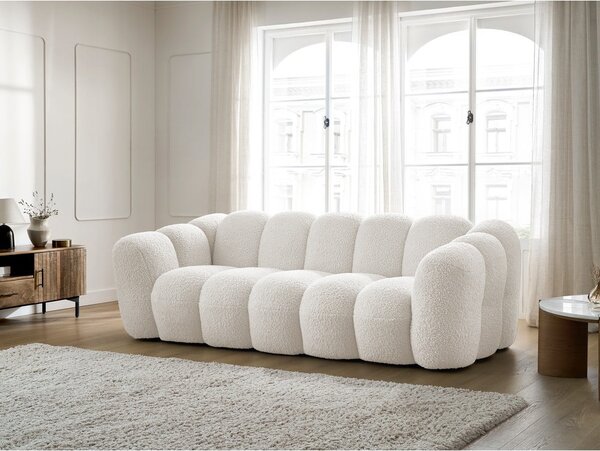 Biela pohovka z textílie buklé 232 cm Hippolyte – Bobochic Paris