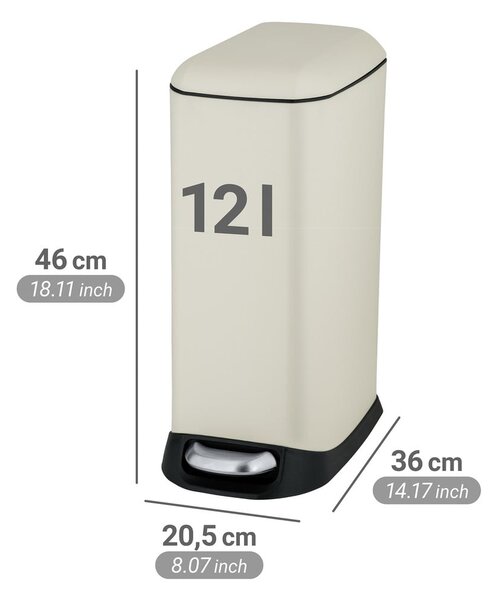 Krémový pedálový oceľový odpadkový kôš 12 l Design – Wenko