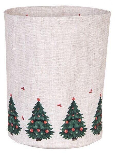 Béžový bavlnený košík na pečivo so stromčekmi Christmas Harmony - Ø 15*16 cm - Clayre & Eef