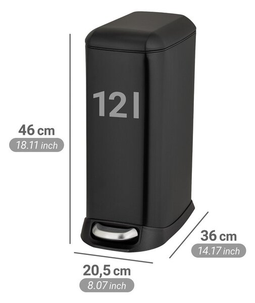 Matne čierny pedálový oceľový odpadkový kôš 12 l Design – Wenko