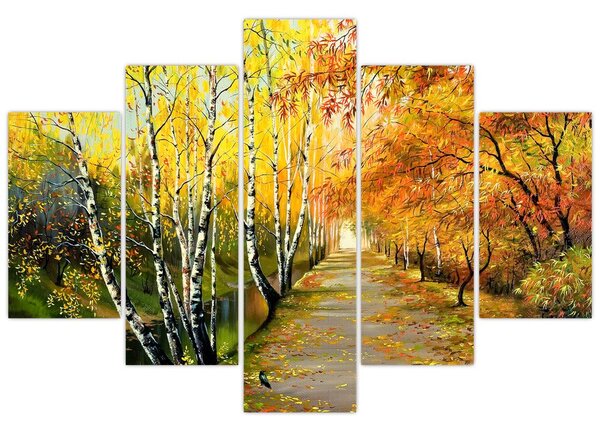 Obraz - Romantická alej pozdĺž vody, olejomaľba (150x105 cm)