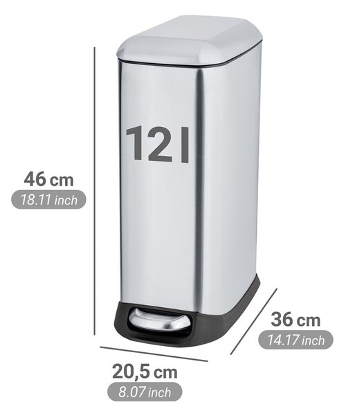 Pedálový odpadkový kôš z nehrdzavejúcej ocele v striebornej farbe 12 l Design – Wenko