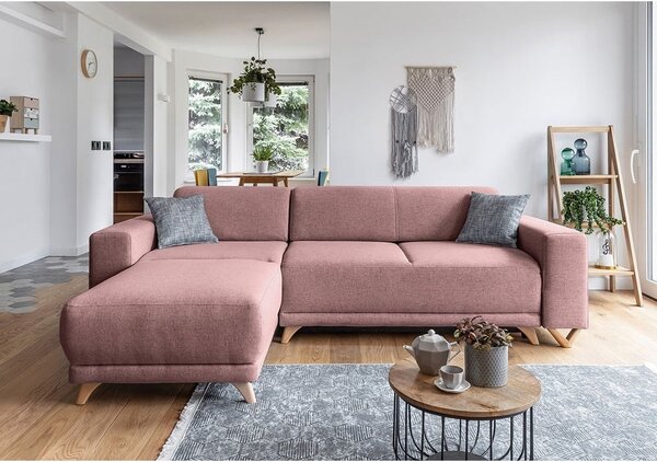 Ružová rozkladacia/s úložným priestorom rohová pohovka Classy Sophie – Miuform