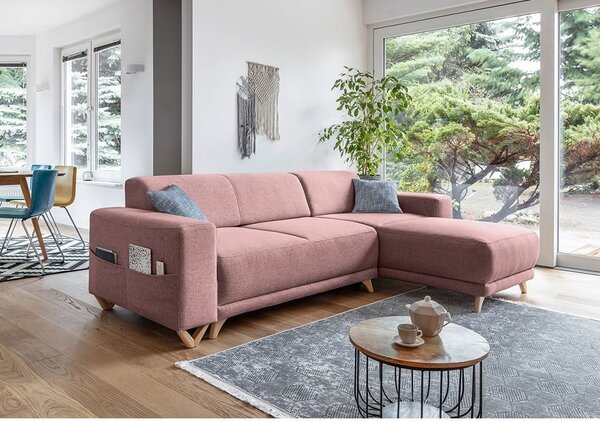 Ružová rozkladacia/s úložným priestorom rohová pohovka Classy Sophie – Miuform