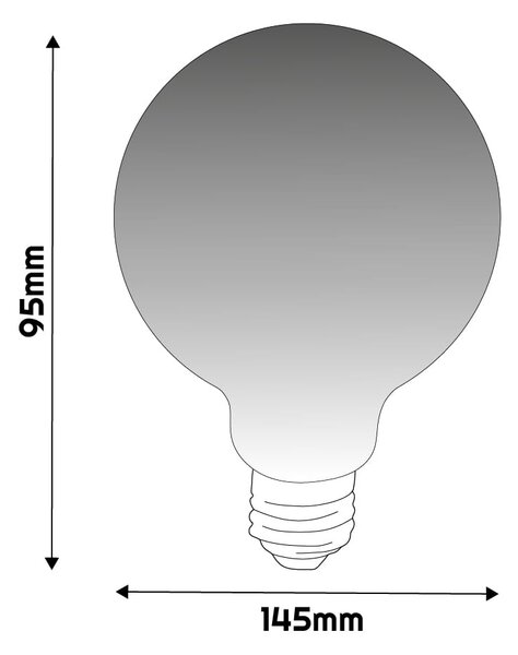 BERGE LED žiarovka G95 - E27 - 6W - FILAMENT - dymová - teplá biela