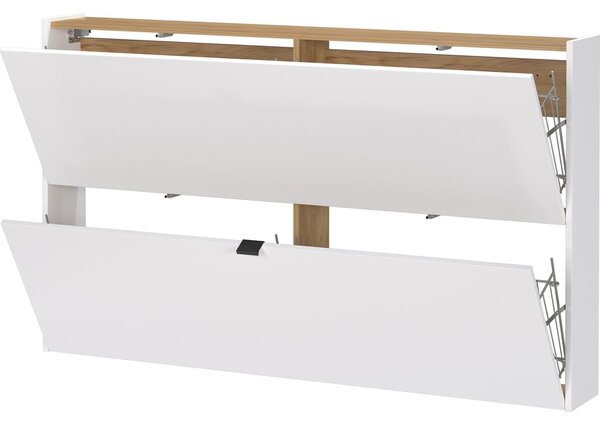 Biela výklopná/závesná skrinka na topánky v dekore duba 140x83x18 cm Ameca – Germania