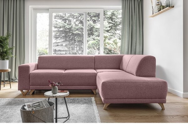 Ružová rozkladacia/s úložným priestorom rohová pohovka (pravý roh/do L) Classy Sophie – Miuform
