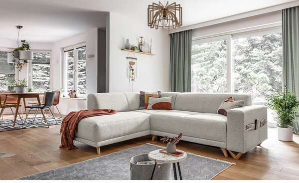 Béžová rozkladacia/s úložným priestorom rohová pohovka (ľavý roh/do L) Classy Sophie – Miuform