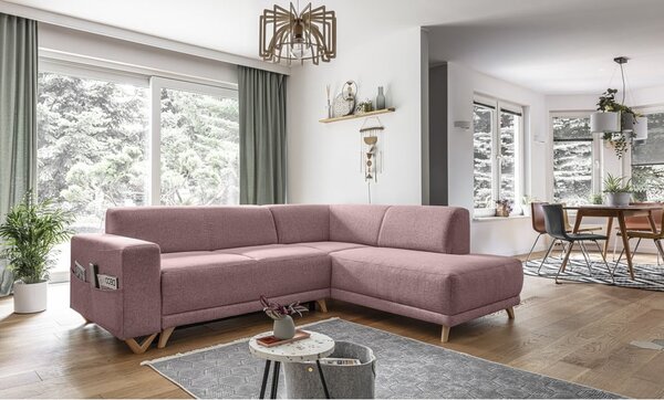 Ružová rozkladacia/s úložným priestorom rohová pohovka (pravý roh/do L) Classy Sophie – Miuform