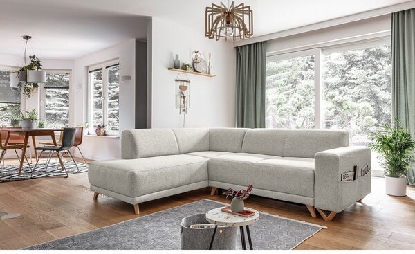 Béžová rozkladacia/s úložným priestorom rohová pohovka (ľavý roh/do L) Classy Sophie – Miuform